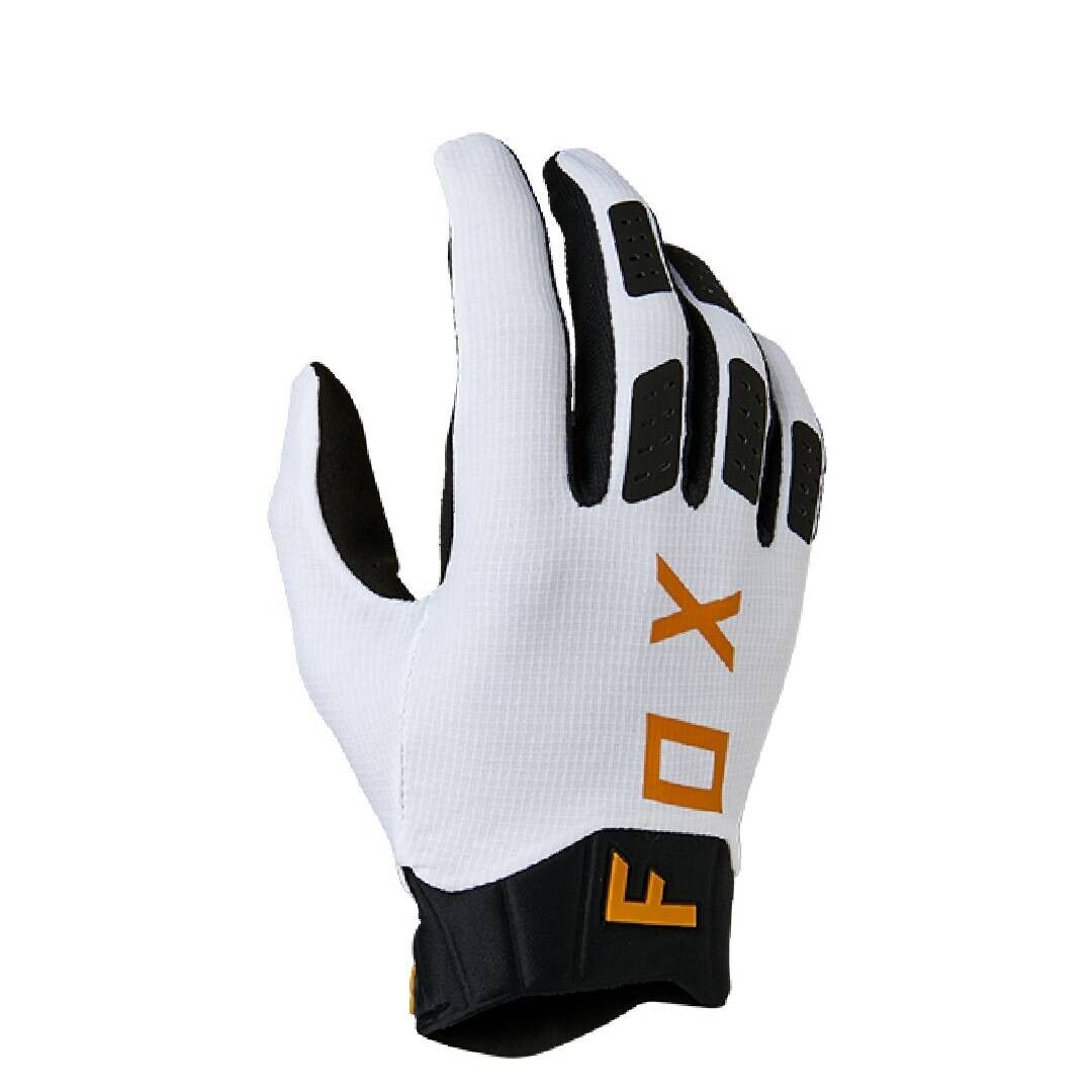Fox MX Motocross Gloves Flexier White Black Gold