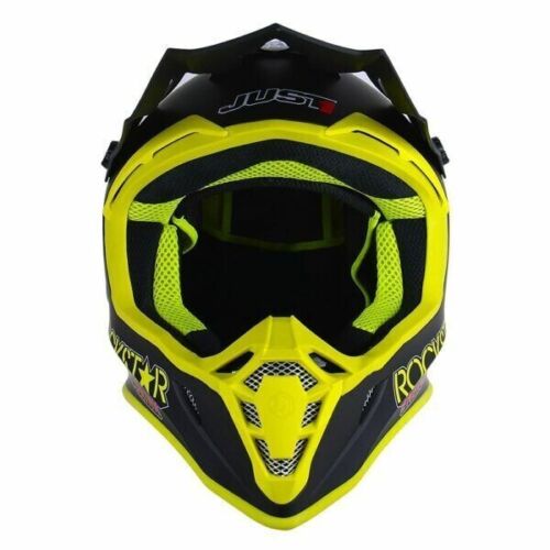 Just 1 MX Motocross Helmet J38 Rockstar Energy Drink Black Yellow Flo